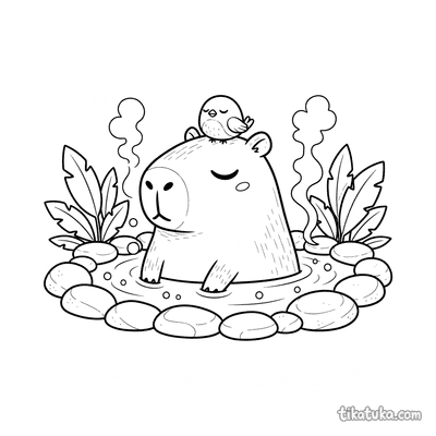 Capybara Relaxing in Warm Spring