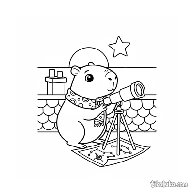 Capybara Astronomer at Sunset