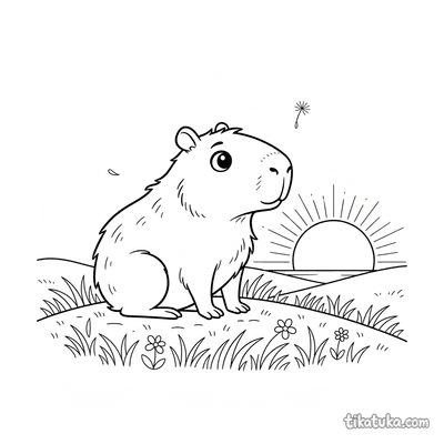 Philosophical Capybara at Sunset