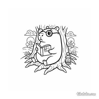 Capybara with a Book at Sunset