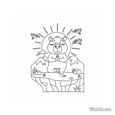 Capybara in Yoga Pose at Sunset