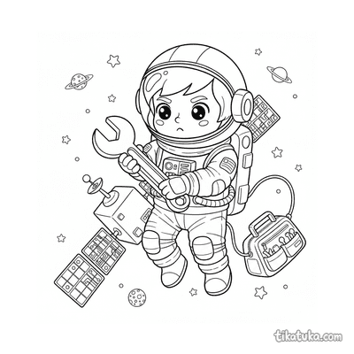 Astronaut Repairing a Satellite