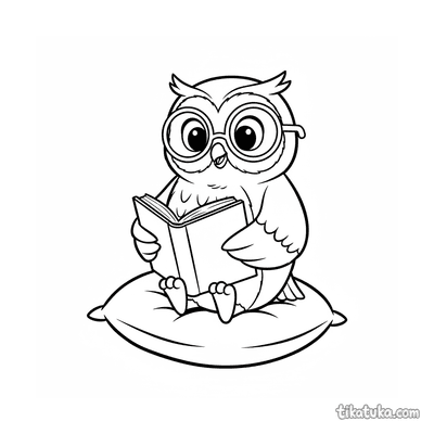 Owl with Book on Cushion