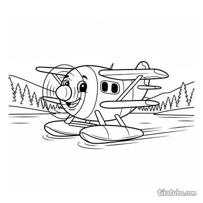 Seaplane Taxiing on Lake