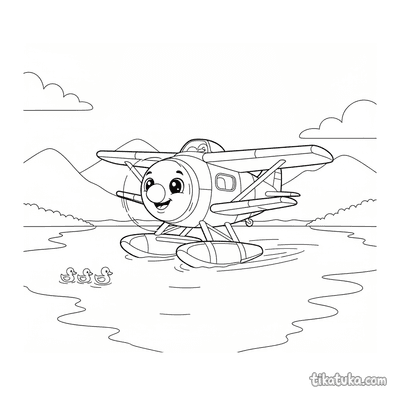 Seaplane Taxiing on a Calm Lake