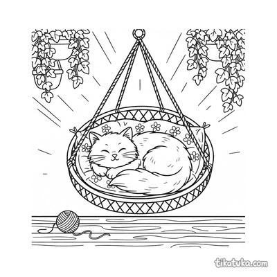 Cat Napping in a Hanging Chair