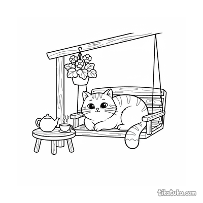 Cat Napping on Veranda Swing