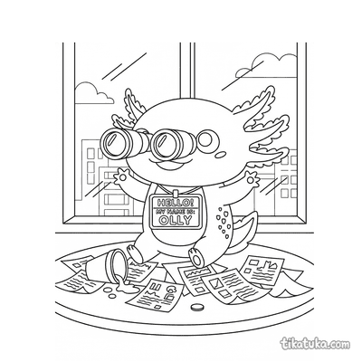 Chaotic Office Axolotl at Window