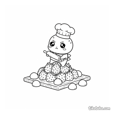 Chef Mochi on Strawberry Pile