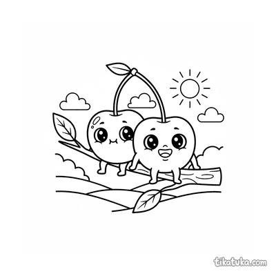 Cherry Duo on a Twig, One Hiding