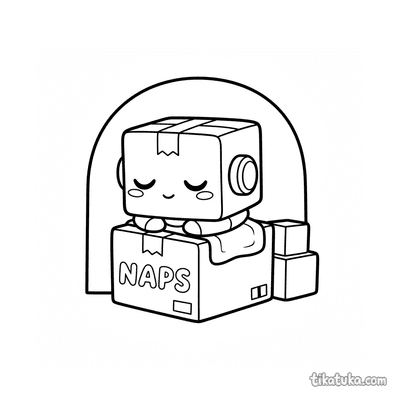 Box Robot Napping on Carton