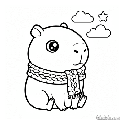 Chibi Capybara with Scarf at Sunset
