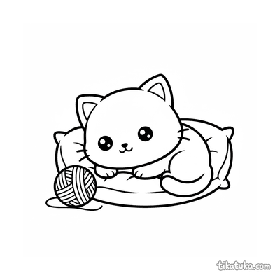 Chibi Cat Napping on Cushion