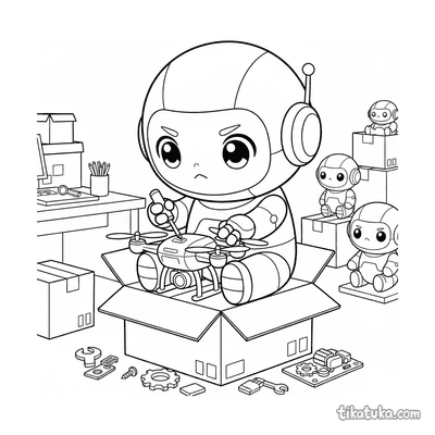 Chibi Robot Repairing a Drone