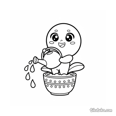 Chibi Orchid with Watering Can