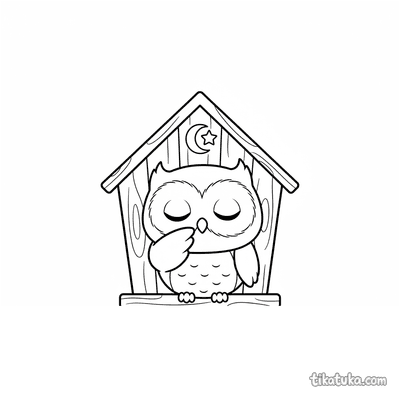 Baby Owl Sleeping in Birdhouse