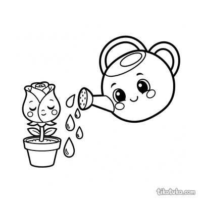 Chibi Rose Bud with Watering Can