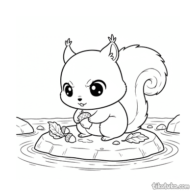 Squirrel Washing an Acorn