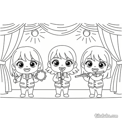 Chibi Trio with Tambourine and Flute