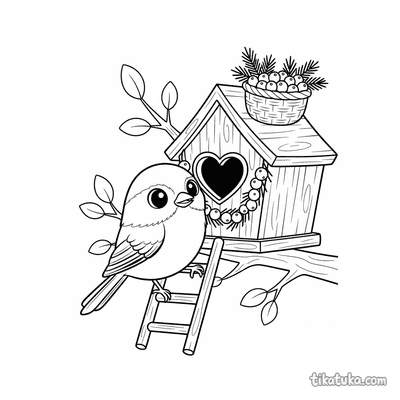 Chickadee Decorating Birdhouse Door
