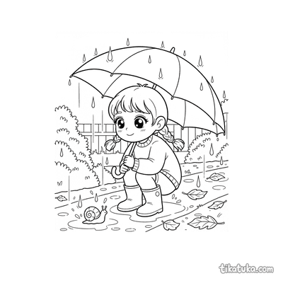Child Holding Umbrella for Snail