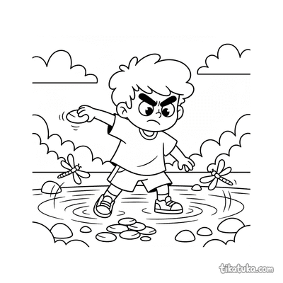Child Skipping Stones