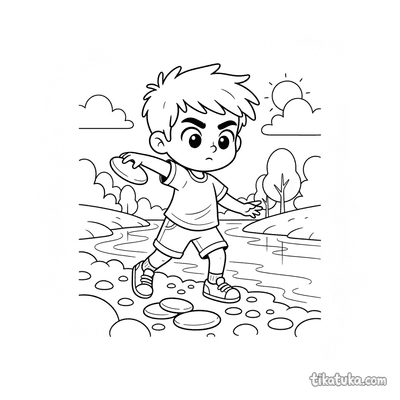 Child Skipping Stones