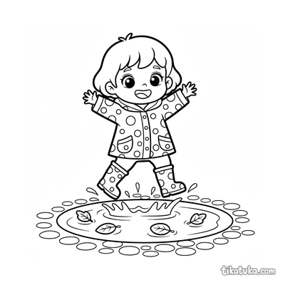 Child Splashing in Puddle