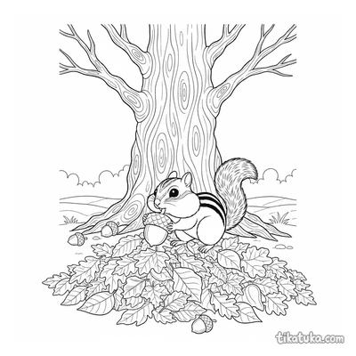 Chipmunk Under an Oak Tree
