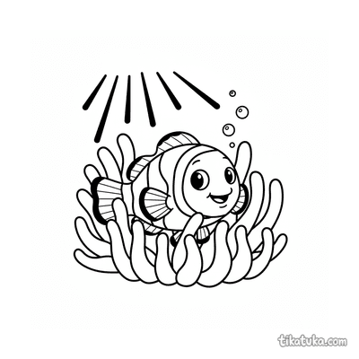 Clownfish Peeking from Anemone