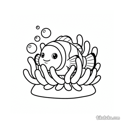 Clownfish Peeking from Anemone