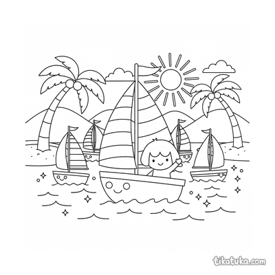 Sailboat Regatta in a Tropical Bay