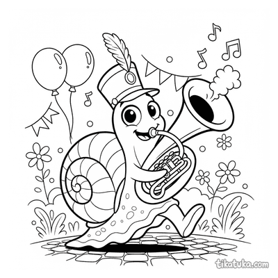 Snail with Tuba in Marching Band