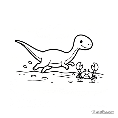 Compsognathus Chasing a Crab