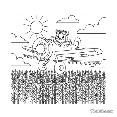 Crop Duster Over Cornfield