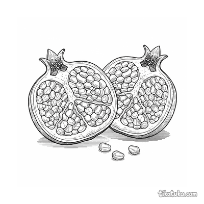 Pomegranate Cross-Section with Seeds
