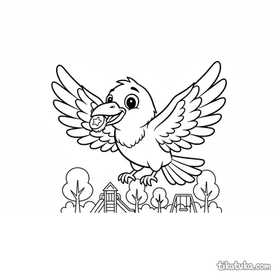 Crow Flying with Shiny Object