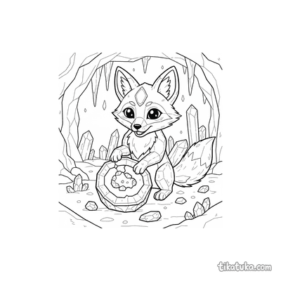 Crystal Fox Pup Playing with Geode
