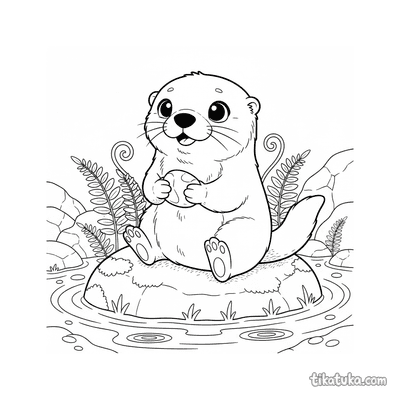 Curious Otter Pup on Stream Bank