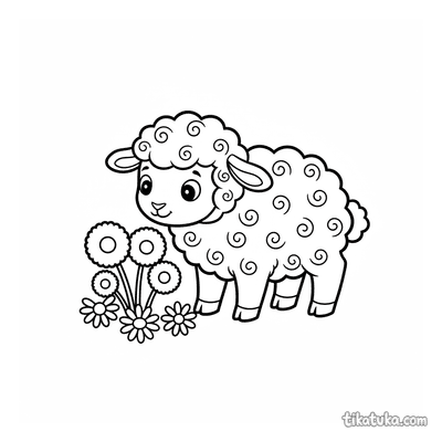 Curly Lamb in Meadow