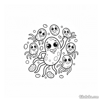 Cute Bacteria with Flagella
