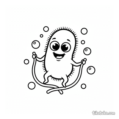 Cute Bacterium Playing Jump Rope