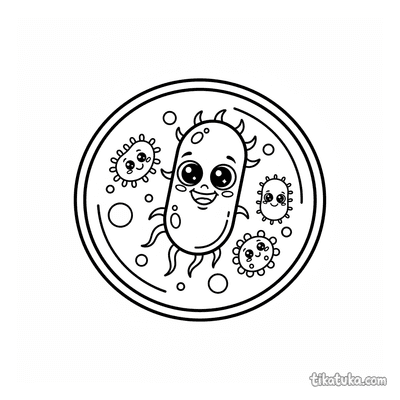 Cute Bacterium with Petri Dish Home