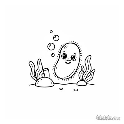 Cute Bacterium Near Coral Reef