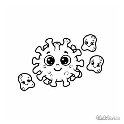 Cute Cartoon Virus with Spikes