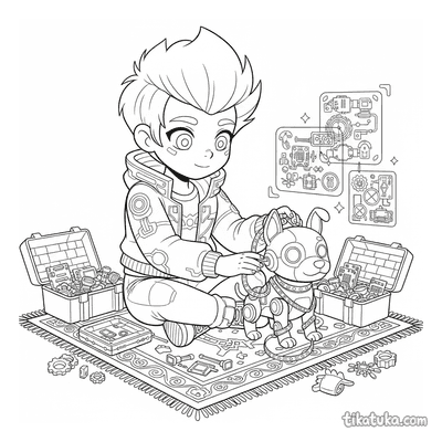 Cyberpunk Stylist and Robot Pet