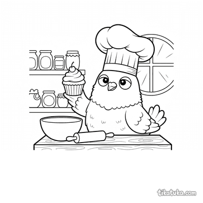 Derp Pigeon Baker with Cupcake