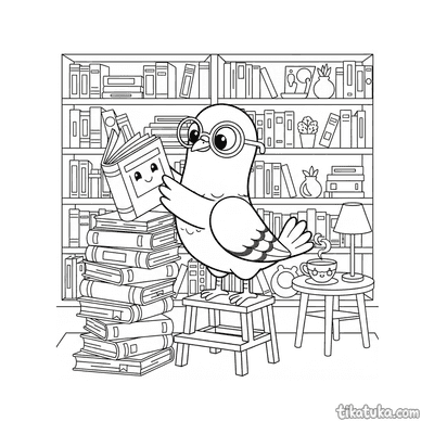 Derp Pigeon Librarian Among Books