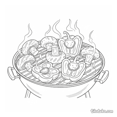 Grilling Mushrooms and Peppers