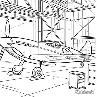 WWII Era Fighter Plane in Hangar